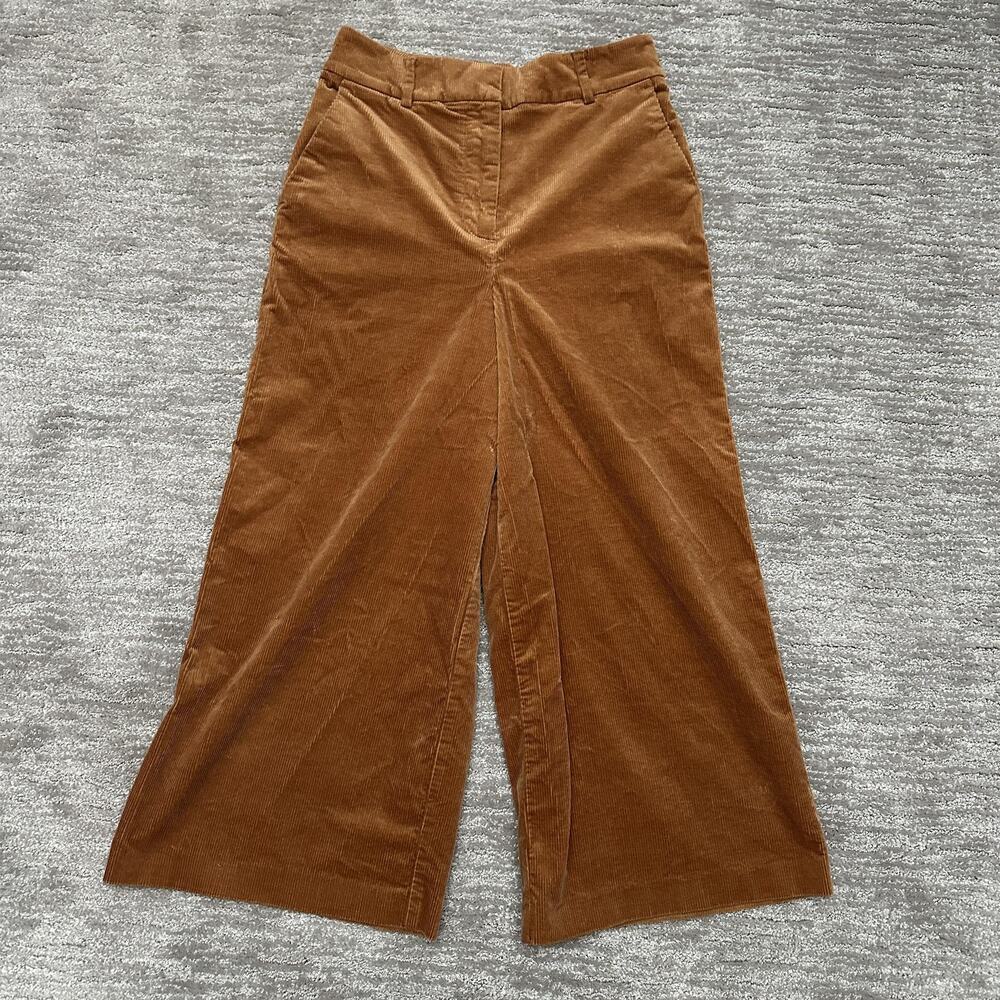 Boden Pants Womens 4 Brown Corduroy Wide Leg Cropped High Rise Casual